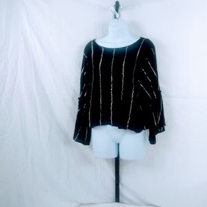 Libby Edelman Black/Silver Bell Bottom Sleeve Top